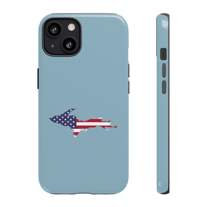 Michigan Upper Peninsula Tough Phone Case (Opal Blue w/ UP USA Flag Outline) | Apple iPhone