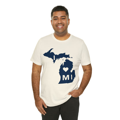 'I ❤️ MI' T-Shirt (w/ Full MI Outline) | Unisex Standard Fit