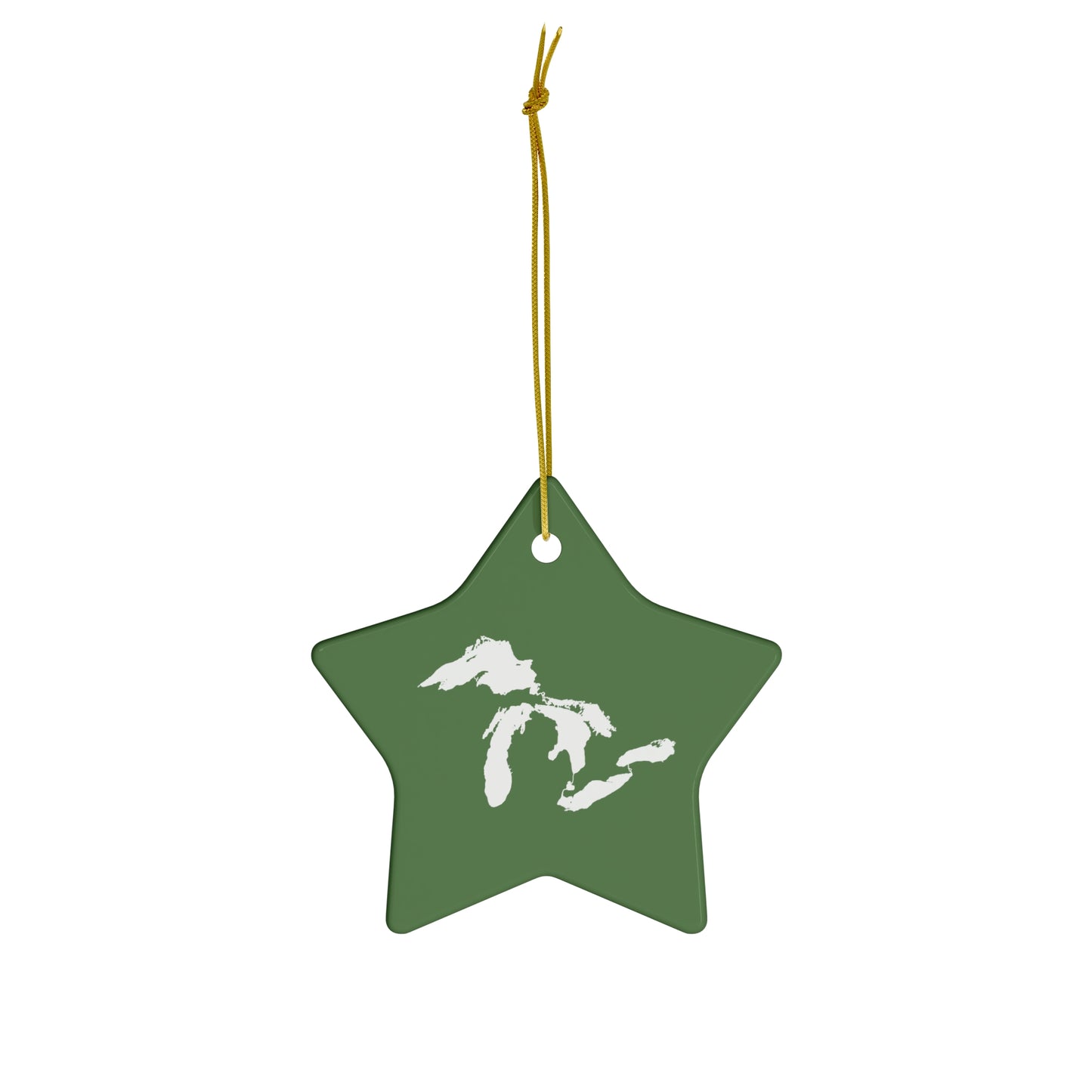 Great Lakes Christmas Ornament (Pine Green) | Ceramic - 4 Shapes