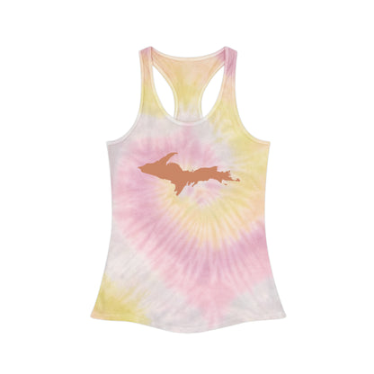 Michigan Upper Peninsula Tank Top (w/ Copper UP Outline) | Tie-Dye Racerback