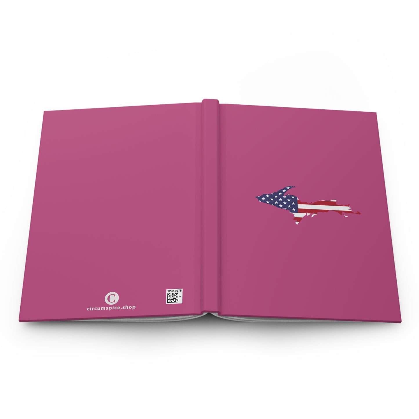 Michigan Upper Peninsula Hardcover Journal (w/ UP USA Flag) | Ruled - Apple Blossom Pink