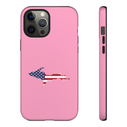 Michigan Upper Peninsula Tough Phone Case ('67 Caddie Pink w/ UP USA Flag Outline) | Apple iPhone