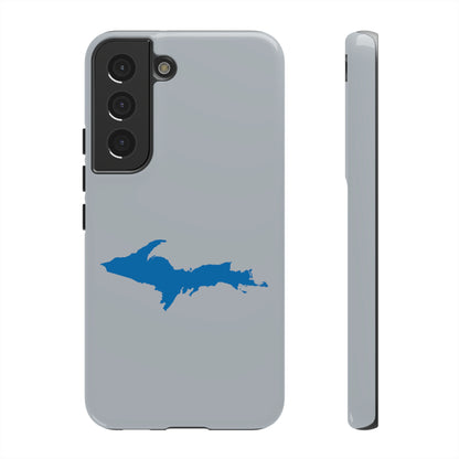 Michigan Upper Peninsula Tough Phone Case (Silver w/ Azure UP Outline) | Samsung & Pixel Android