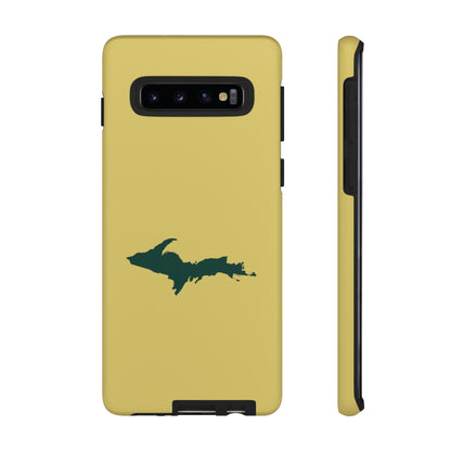 Michigan Upper Peninsula Tough Phone Case (Plum Yellow w/ Green UP Outline) | Samsung & Pixel Android