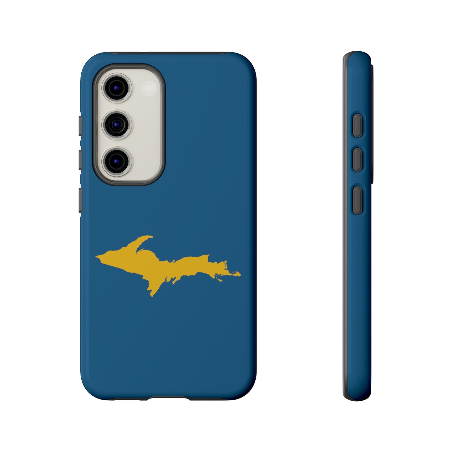 Michigan Upper Peninsula Tough Phone Case (Blueberry w/ Gold UP Outline) | Samsung & Pixel Android