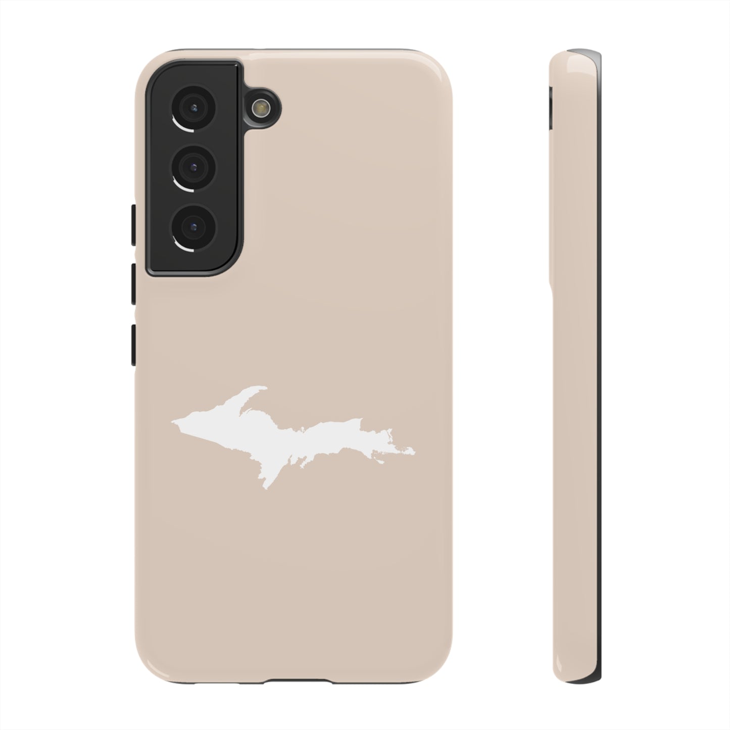 Michigan Upper Peninsula Tough Phone Case (White Pine Color w/ UP Outline) | Samsung & Pixel Android