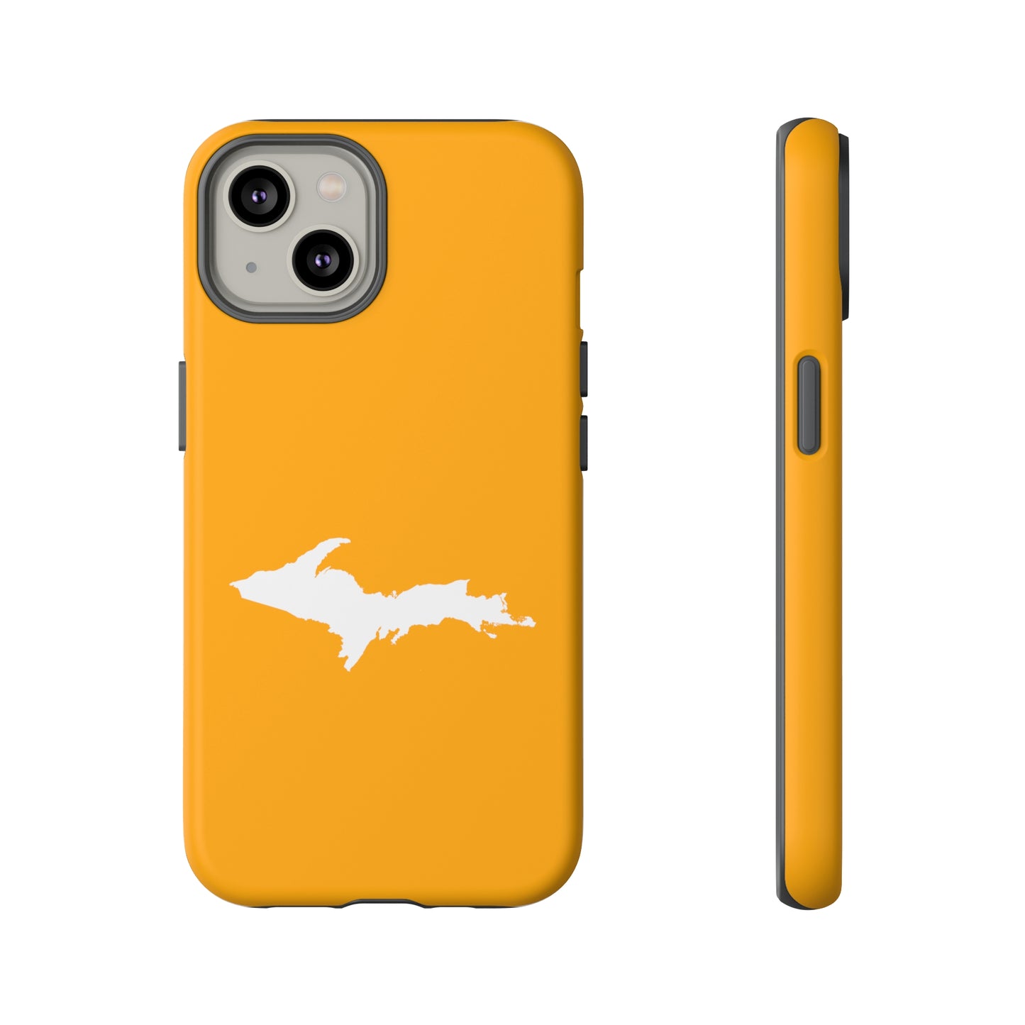 Michigan Upper Peninsula Tough Phone Case (Autumn Birch Leaf Color w/ UP Outline) | Apple iPhone