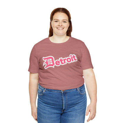 'Detroit' T-Shirt (Rhodochrosite Pink w/ Old English 'D') | Unisex Standard