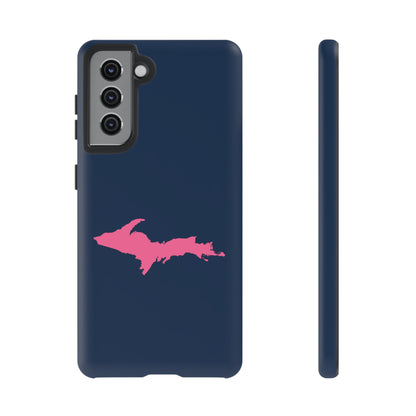 Michigan Upper Peninsula Tough Phone Case (Navy w/ Pink UP Outline) | Samsung & Pixel Android