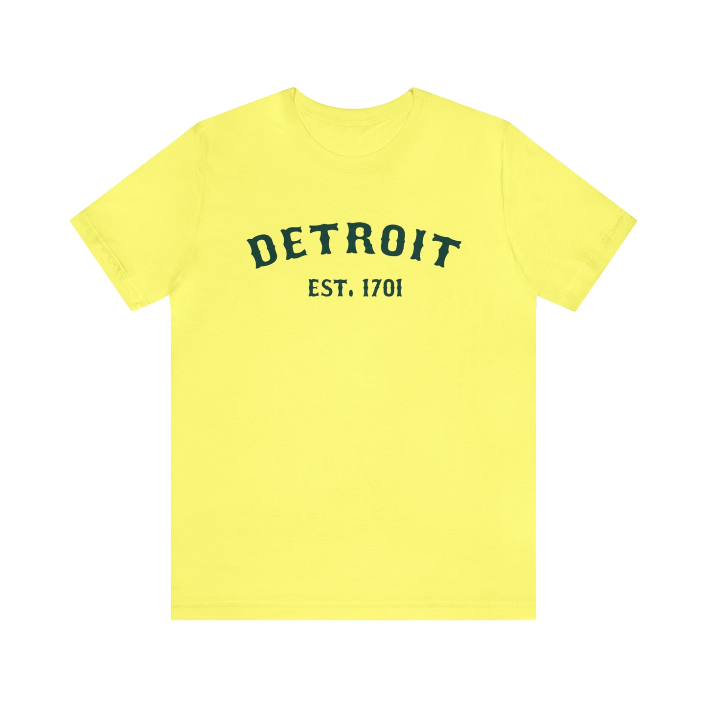 'Detroit EST. 1701' T-Shirt (Laconic Green Ballpark Font) | Unisex Standard