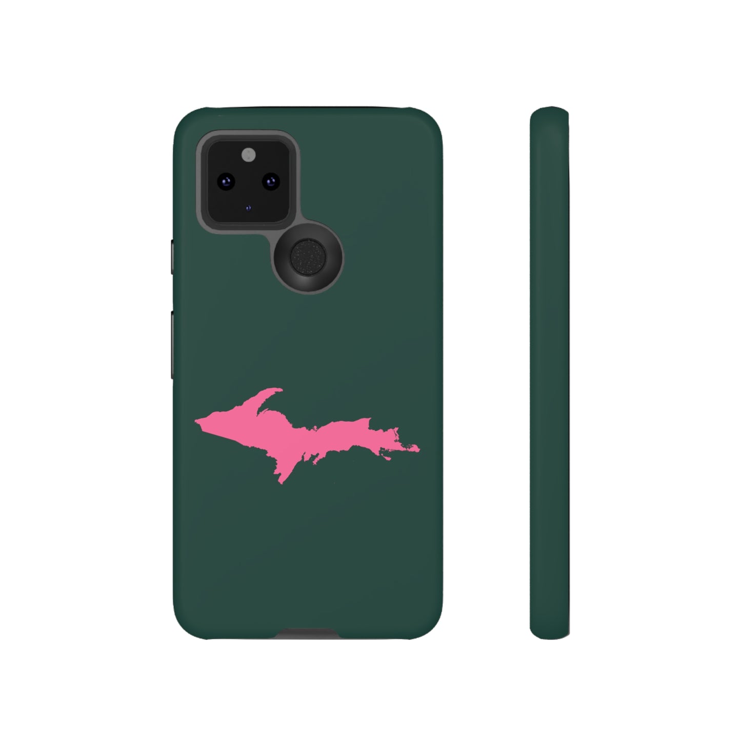 Michigan Upper Peninsula Tough Phone Case (Green w/ Pink UP Outline) | Samsung & Pixel Android