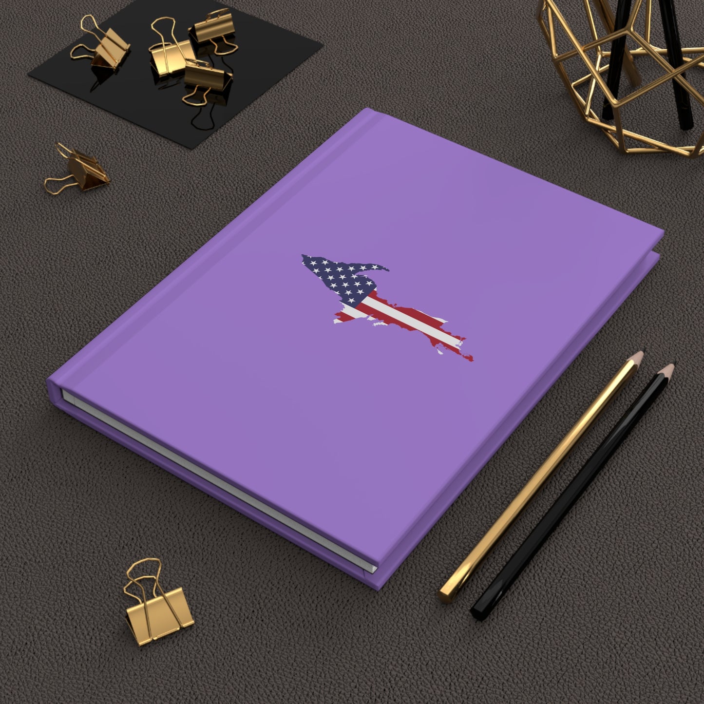 Michigan Upper Peninsula Hardcover Journal (w/ UP USA Flag) | Ruled - Lavender