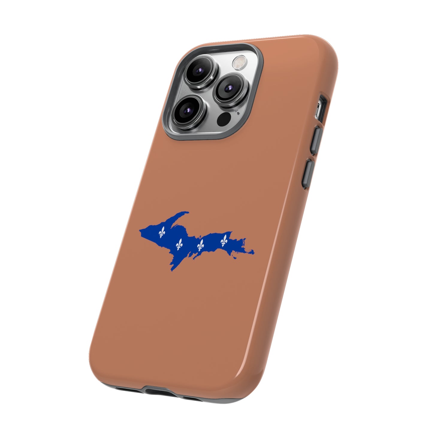 Michigan Upper Peninsula Tough Phone Case (Copper Color w/ UP Quebec Flag Outline) | Apple iPhone