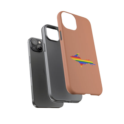 Michigan Upper Peninsula Tough Phone Case (Copper Color w/ UP Pride Flag Outline) | Apple iPhone