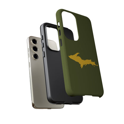 Michigan Upper Peninsula Tough Phone Case (Army Green w/ Gold UP Outline) | Samsung & Pixel Android