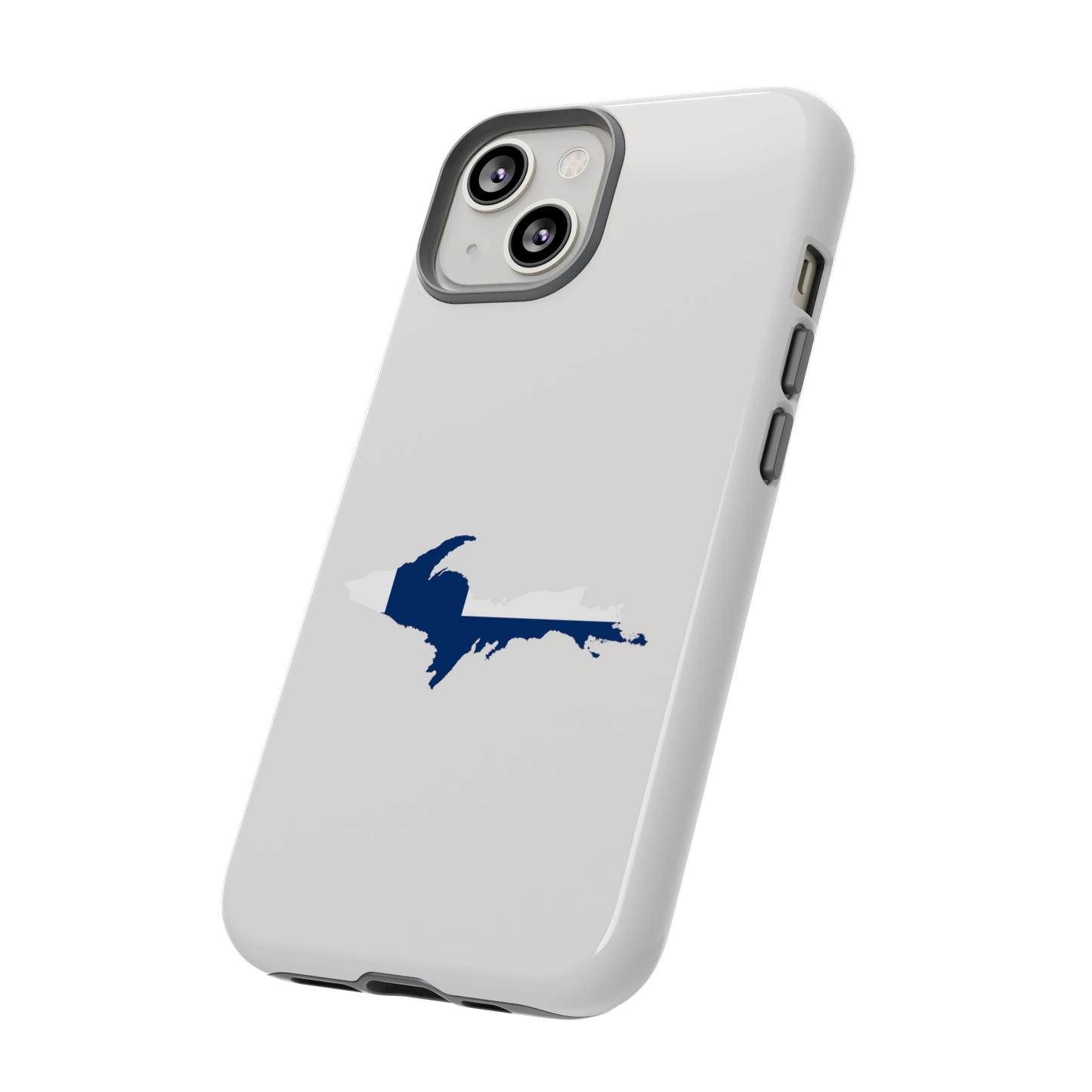 Michigan Upper Peninsula Tough Phone Case (Birch Bark White w/ UP Finland Flag Outline) | Apple iPhone