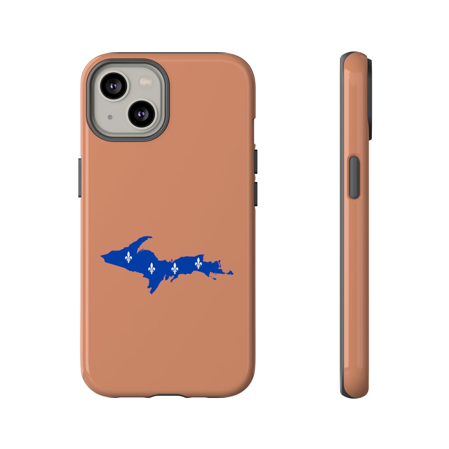 Michigan Upper Peninsula Tough Phone Case (Copper Color w/ UP Quebec Flag Outline) | Apple iPhone