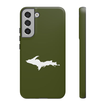 Michigan Upper Peninsula Tough Phone Case (Army Green w/ UP Outline) | Samsung & Pixel Android