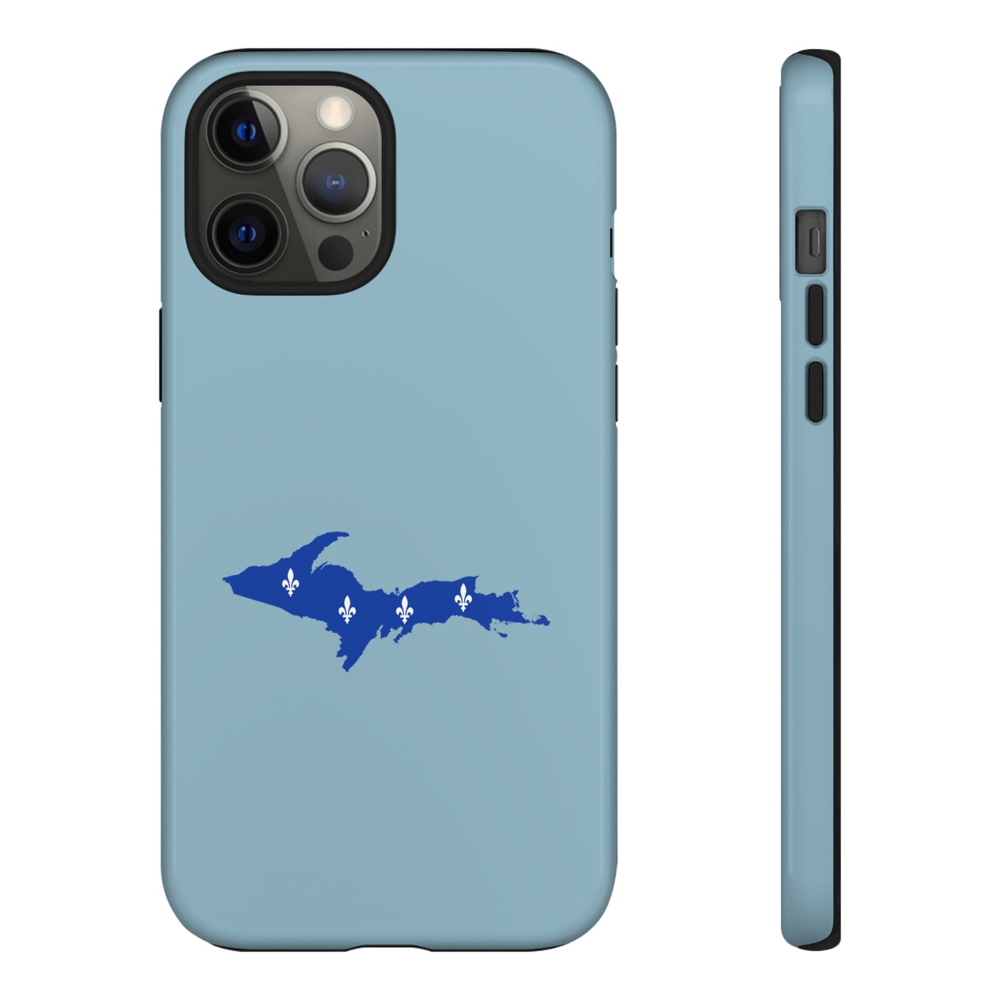 Michigan Upper Peninsula Tough Phone Case (Opal Blue w/ UP Quebec Flag Outline) | Apple iPhone