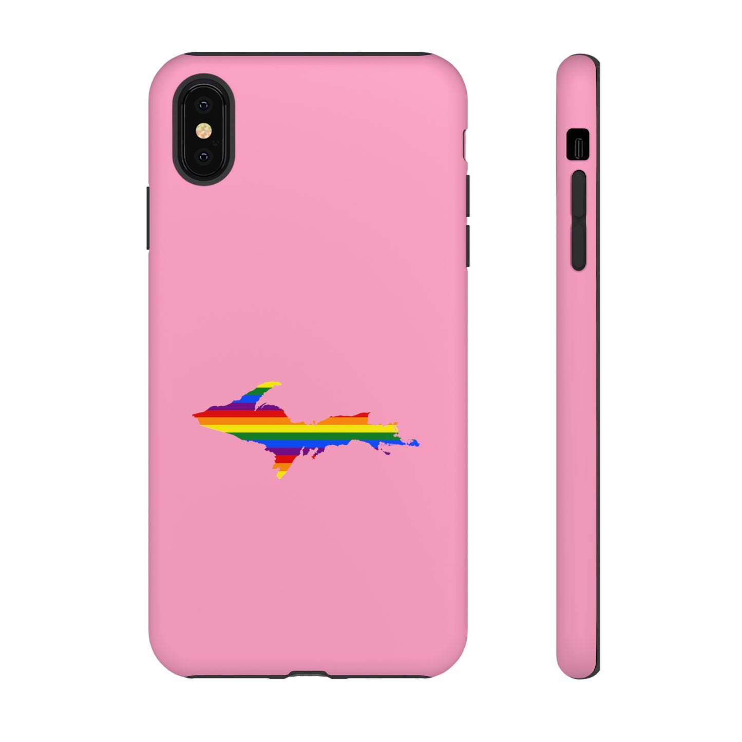 Michigan Upper Peninsula Tough Phone Case ('67 Pink Caddie w/ UP Pride Flag Outline) | Apple iPhone