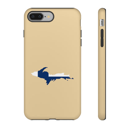 Michigan Upper Peninsula Tough Phone Case (Maple Color w/ UP Finland Flag Outline) | Apple iPhone