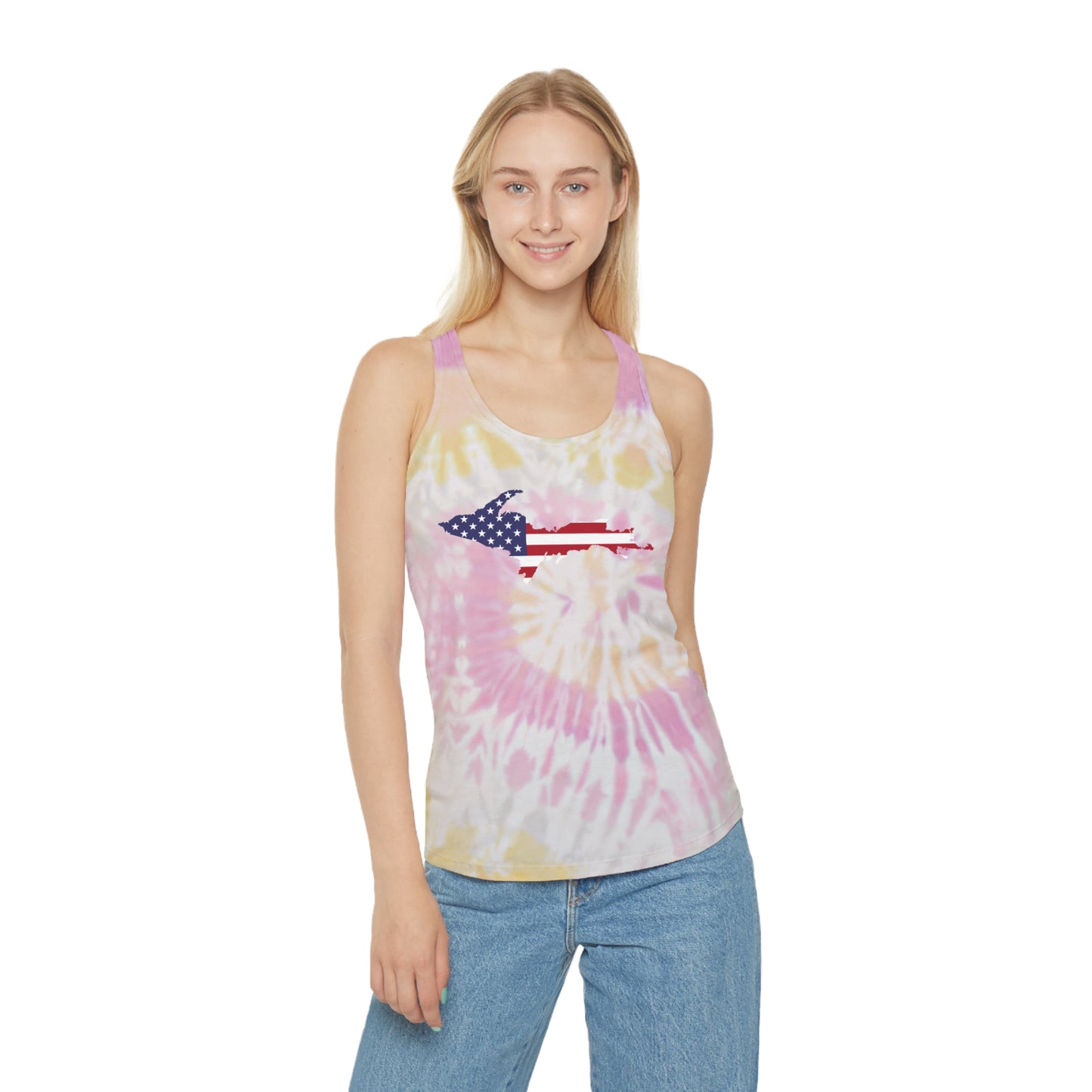 Michigan Upper Peninsula Tank Top (w/ UP USA Flag) | Tie-Dye Racerback