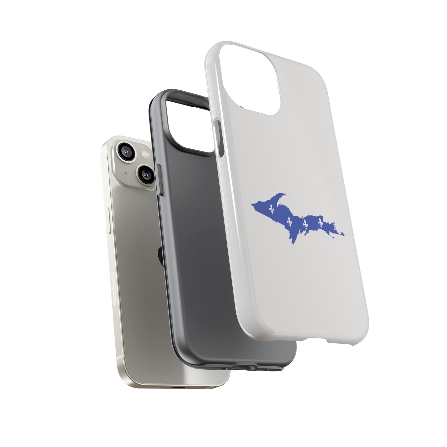 Michigan Upper Peninsula Tough Phone Case (Birch Bark White w/ UP Quebec Flag Outline) | Apple iPhone