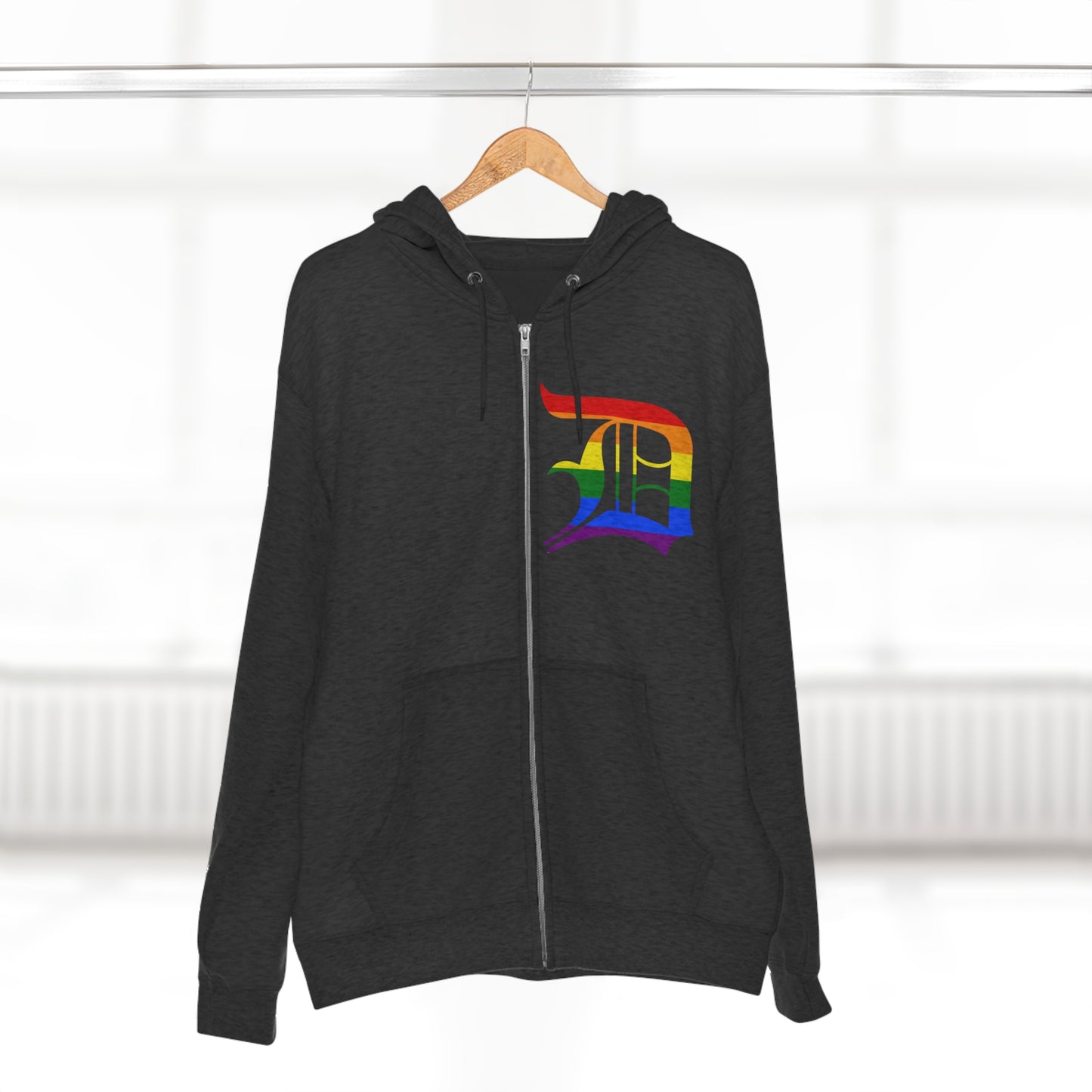 Detroit 'Old English D' Hoodie (Rainbow Pride Edition) | Unisex Full Zip