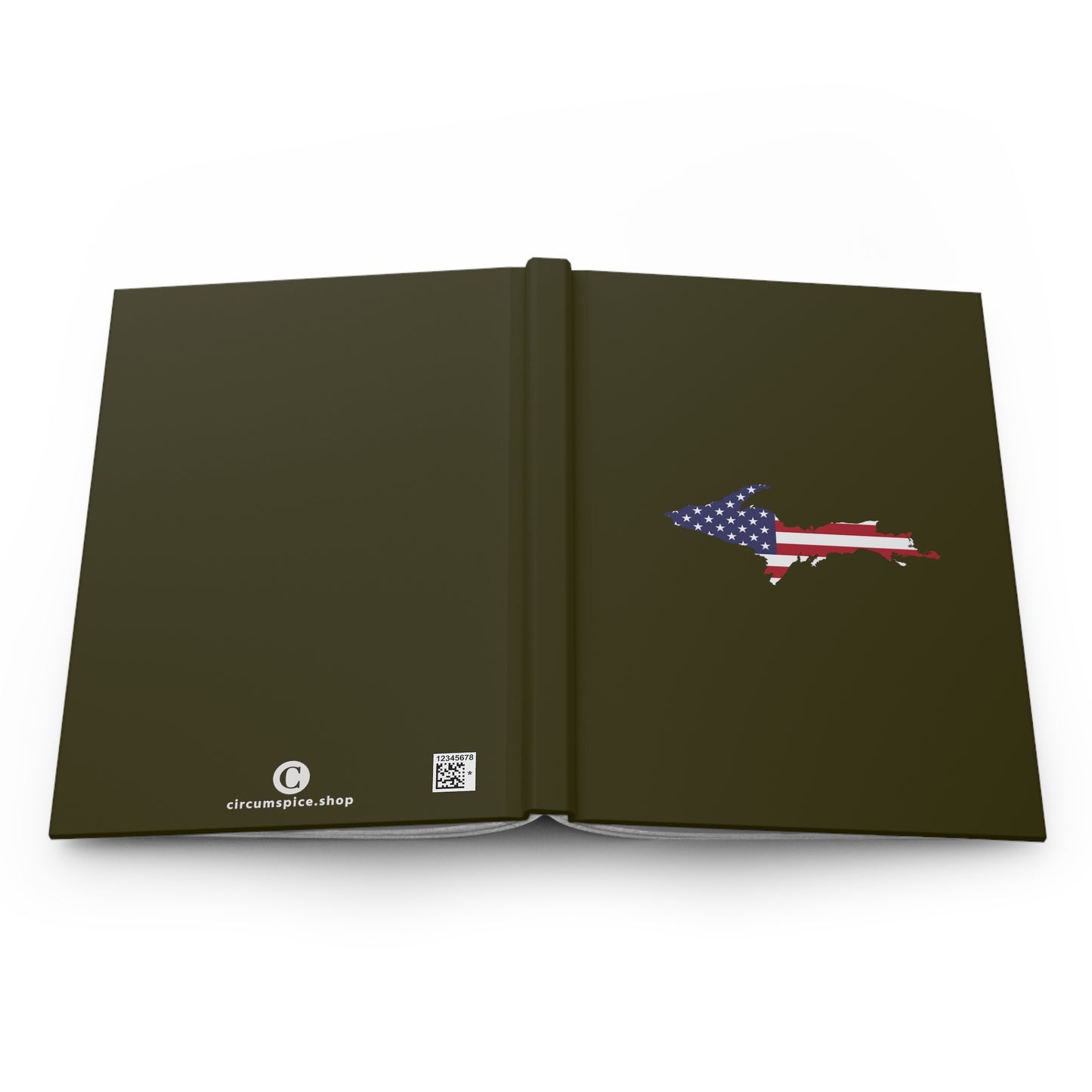 Michigan Upper Peninsula Hardcover Journal (w/ UP USA Flag) | Ruled - Military Green