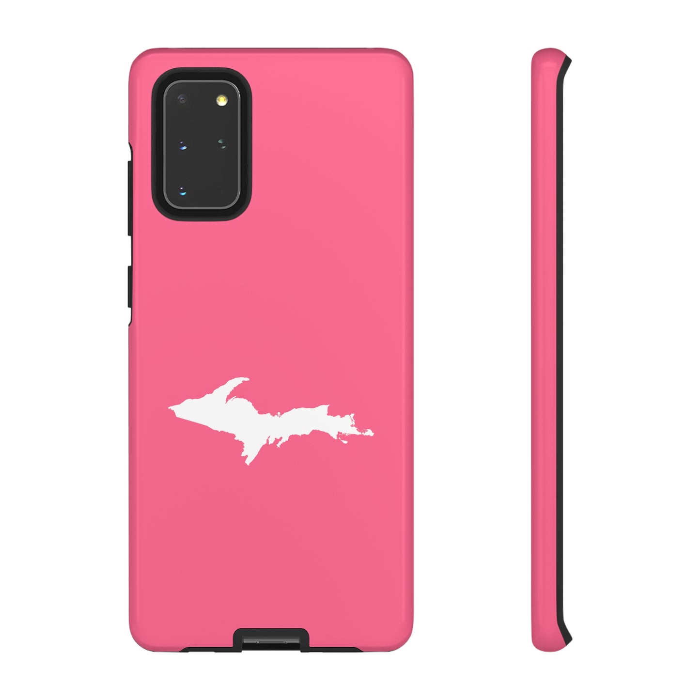 Michigan Upper Peninsula Tough Phone Case (Rhodochrosite Pink w/ UP Outline) | Samsung & Pixel Android