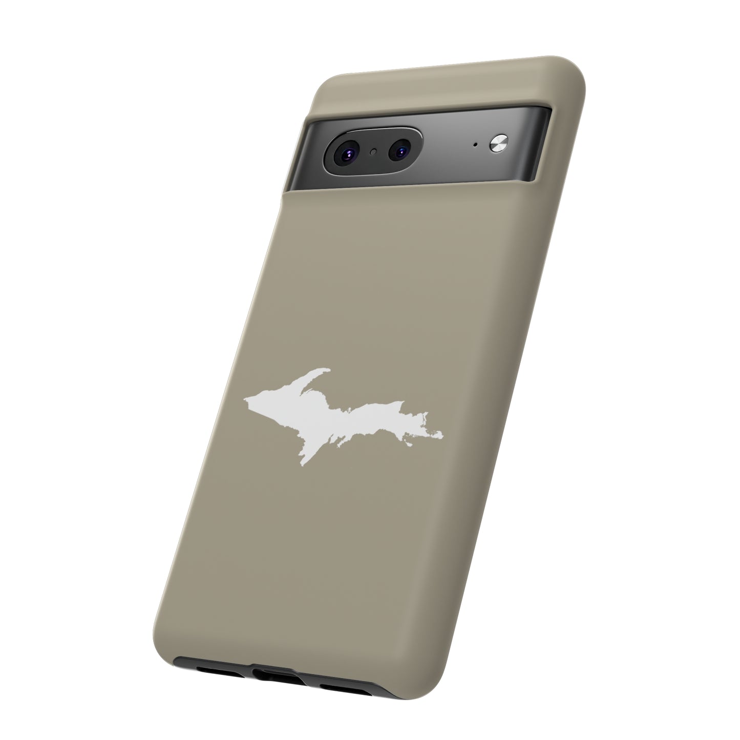 Michigan Upper Peninsula Tough Phone Case (Petoskey Stone Beige w/ UP Outline) | Samsung & Pixel Android