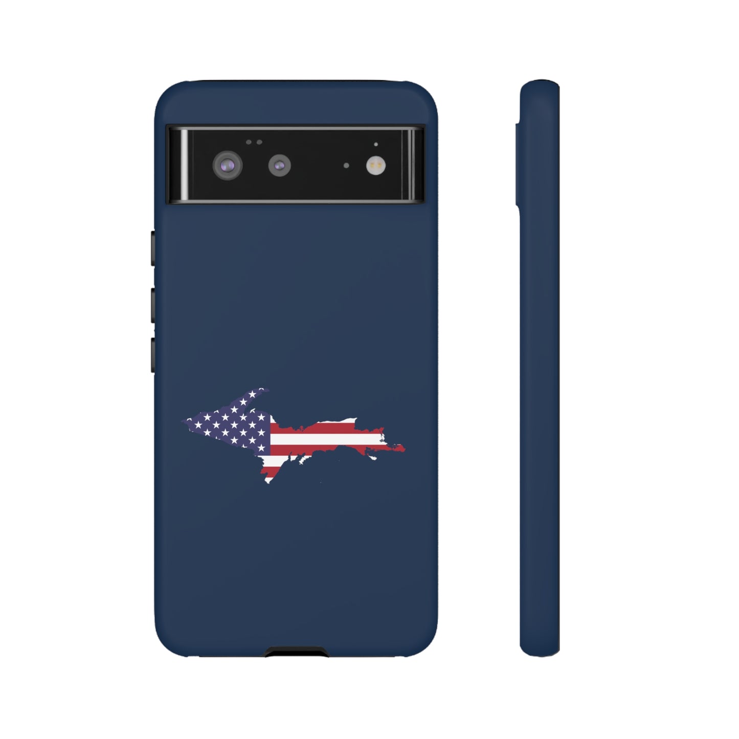 Michigan Upper Peninsula Tough Phone Case (Navy w/ UP USA Flag Outline) | Samsung & Pixel Android