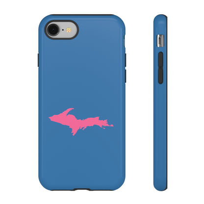 Michigan Upper Peninsula Tough Phone Case (Lake Superior Blue w/ Pink UP Outline) | Apple iPhone