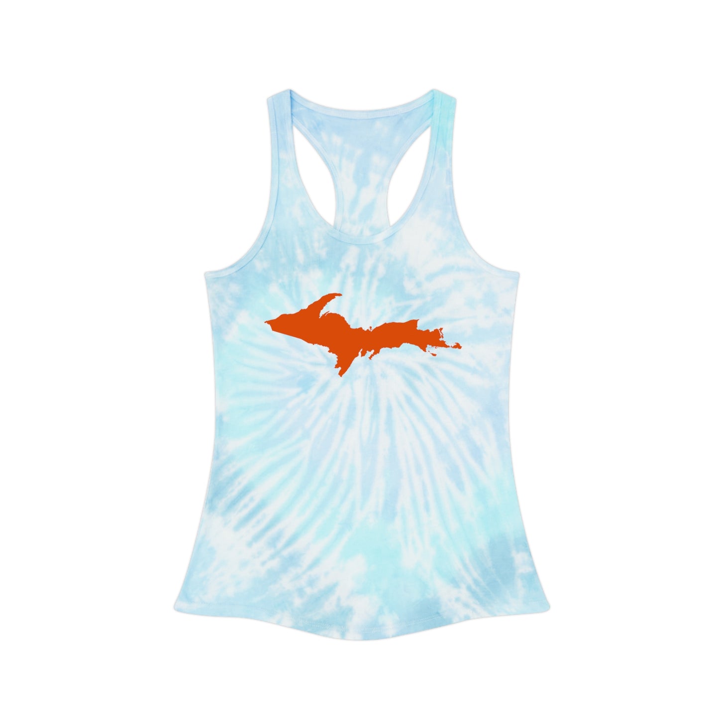 Michigan Upper Peninsula Tank Top (w/ Orange UP Outline) | Tie-Dye Racerback