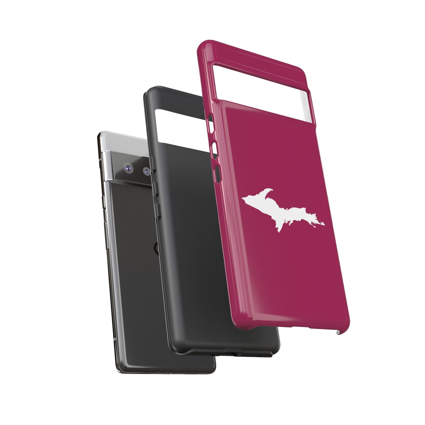 Michigan Upper Peninsula Tough Phone Case (Ruby Red w/ UP Outline) | Samsung & Pixel Android