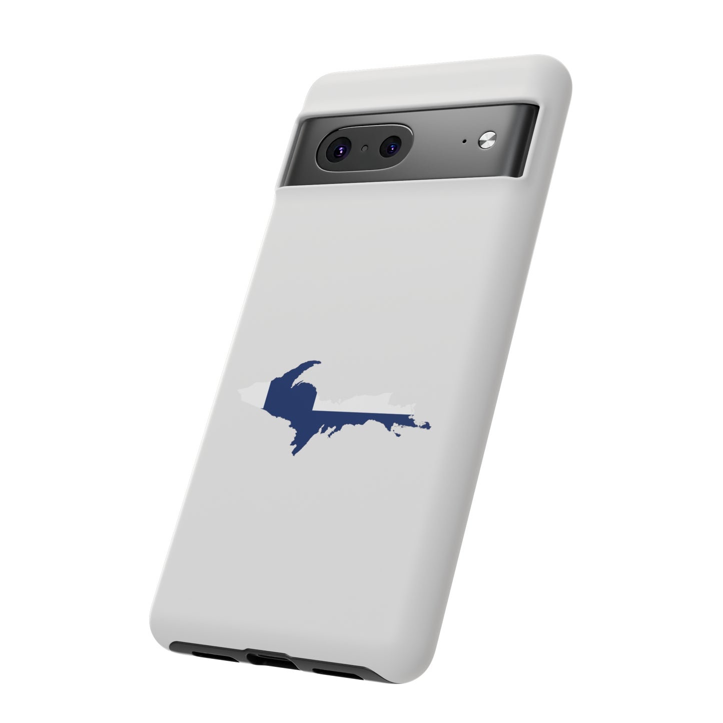 Michigan Upper Peninsula Tough Phone Case (Birch Bark White w/ UP Finland Flag Outline) | Samsung & Pixel Android