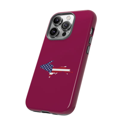 Michigan Upper Peninsula Tough Phone Case (Ruby Red w/ UP USA Flag Outline) | Apple iPhone