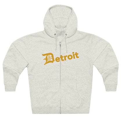 'Detroit' Hoodie (Gold w/ Old English 'D') | Unisex Full Zip