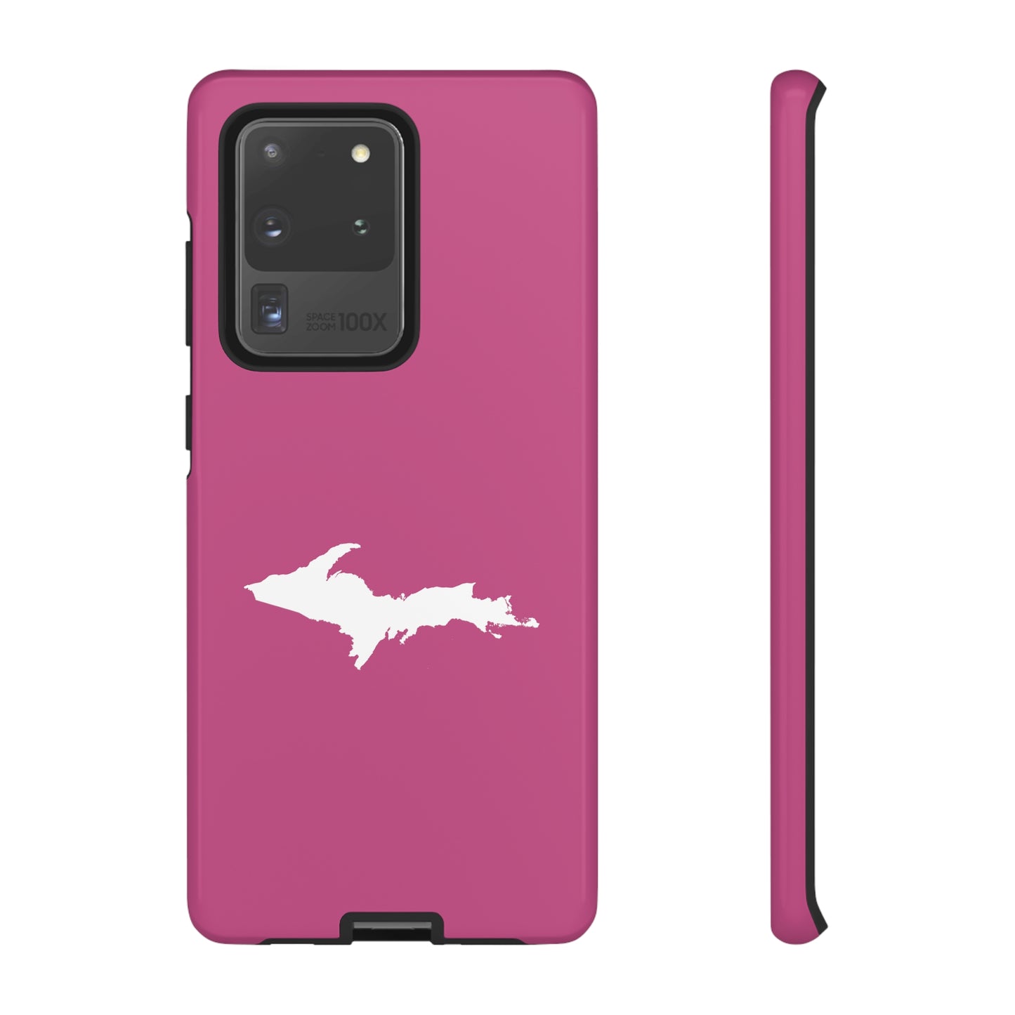 Michigan Upper Peninsula Tough Phone Case (Apple Blossom Pink w/ UP Outline) | Samsung & Pixel Android