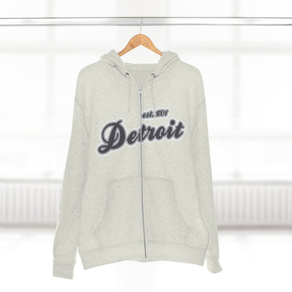 'Detroit EST 1701' Hoodie (Iron Ore Grey Script Font) | Unisex Full Zip