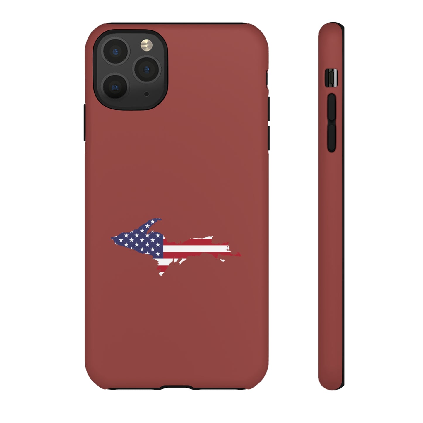 Michigan Upper Peninsula Tough Phone Case (Ore Dock Red w/ UP USA Flag Outline) | Apple iPhone