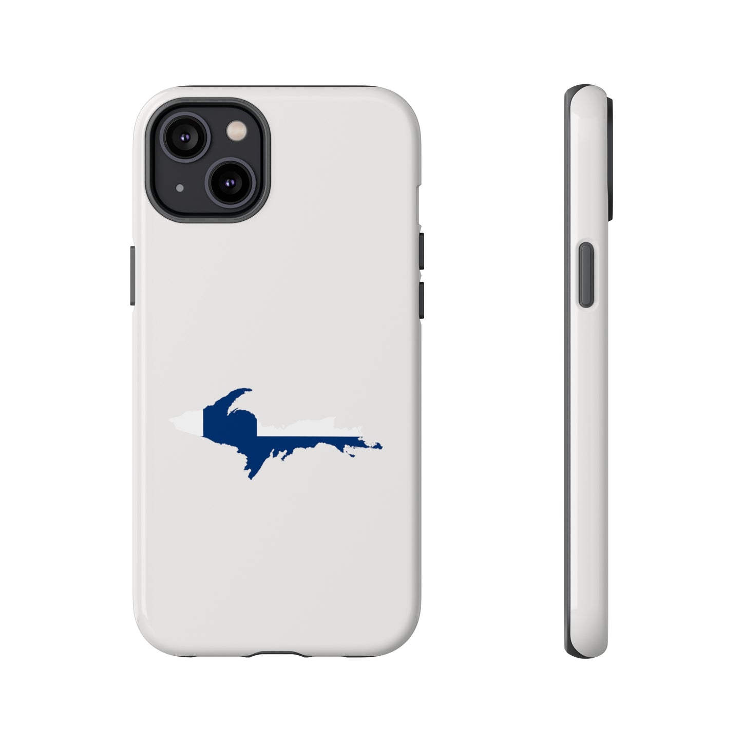 Michigan Upper Peninsula Tough Phone Case (Birch Bark White w/ UP Finland Flag Outline) | Apple iPhone