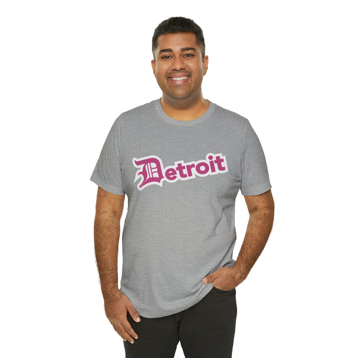 'Detroit' T-Shirt (Apple Blossom Pink w/ Old English 'D') | Unisex Standard