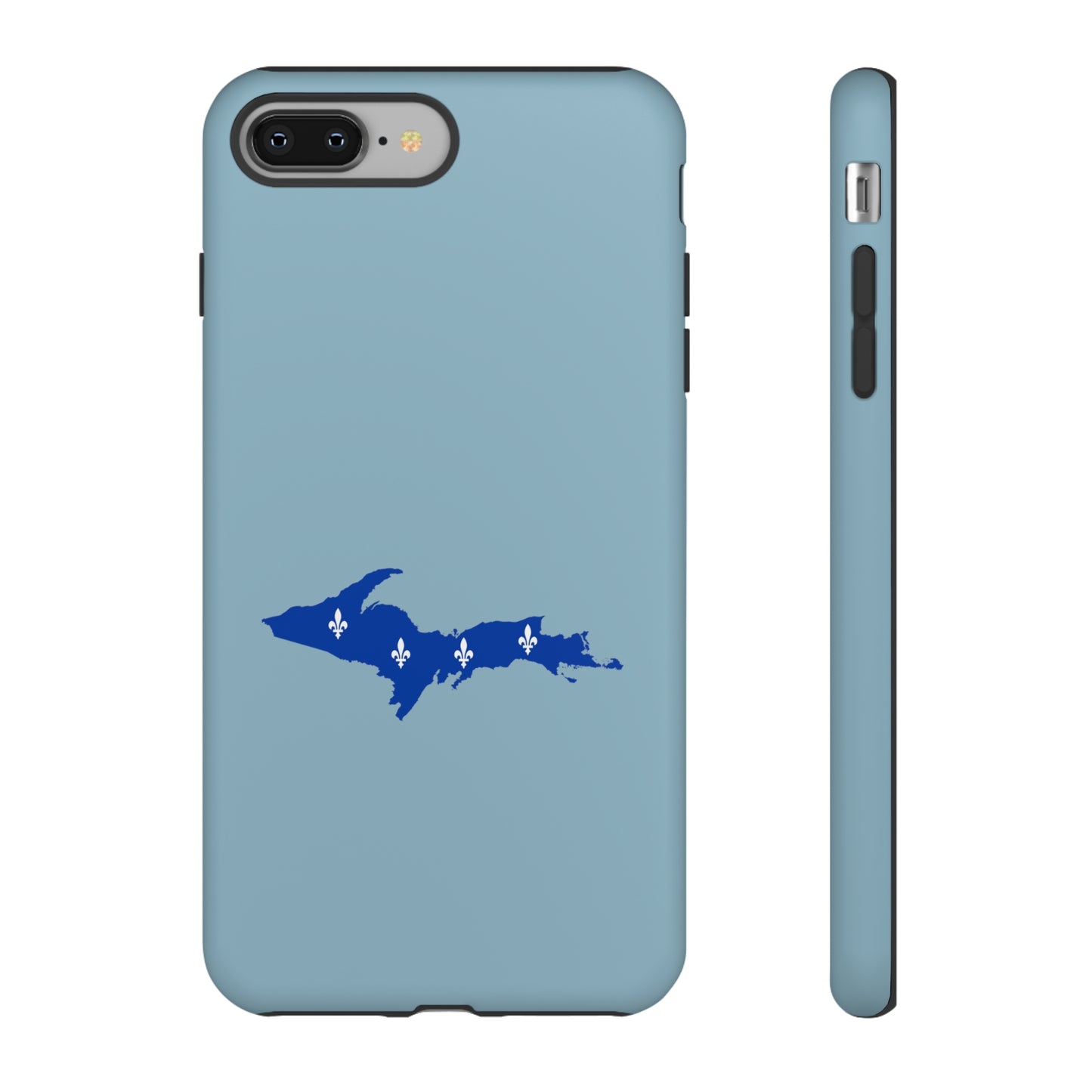 Michigan Upper Peninsula Tough Phone Case (Opal Blue w/ UP Quebec Flag Outline) | Apple iPhone