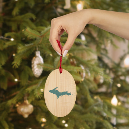 Michigan Upper Peninsula Christmas Ornament (Copper Green) | Wooden - 6 Shapes