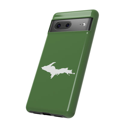 Michigan Upper Peninsula Tough Phone Case (Pine Green w/ UP Outline) | Samsung & Pixel Android