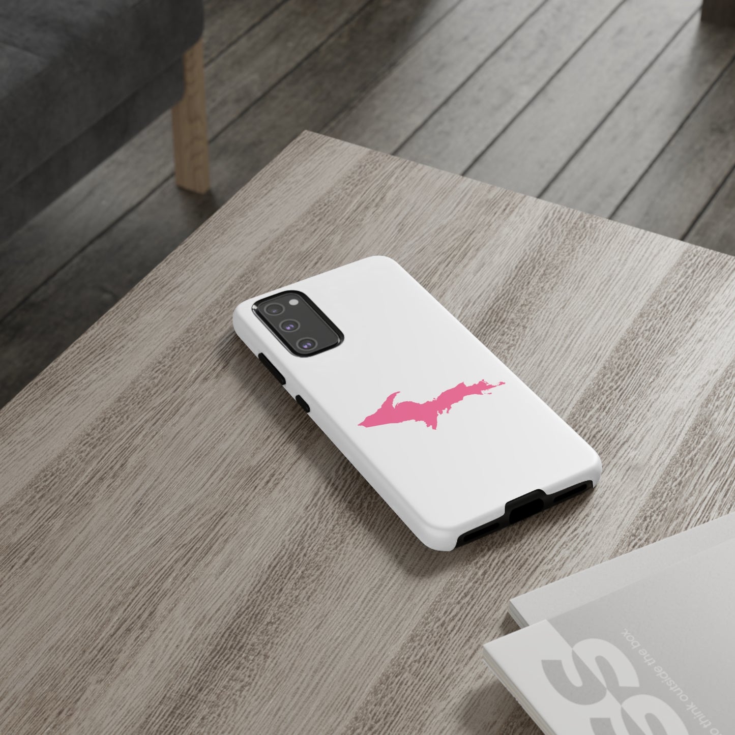 Michigan Upper Peninsula Tough Phone Case (w/ Pink UP Flag Outline) | Samsung & Pixel Android