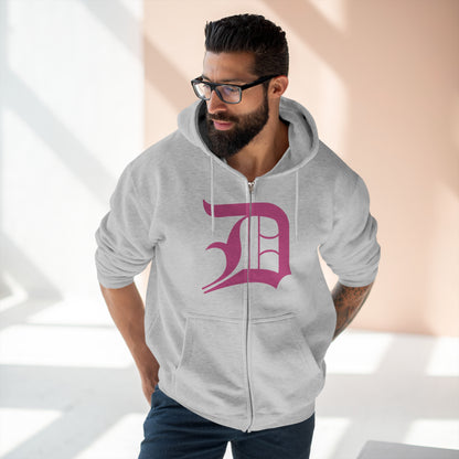 Detroit 'Old English D' Hoodie (Full-Body Apple Blossom Pink) | Unisex Full Zip