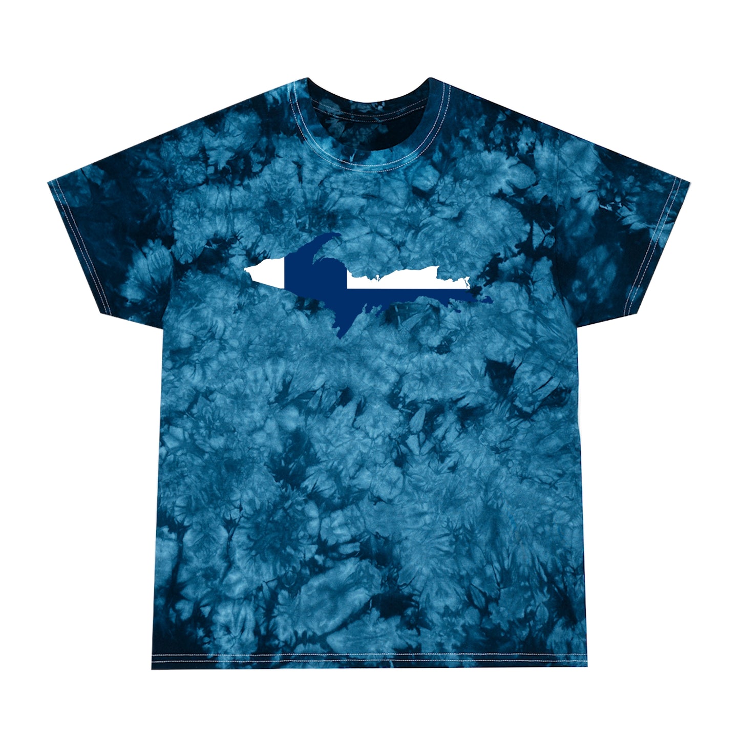 Michigan Upper Peninsula Tie-Dye T-Shirt (w/ UP Finland Flag) | Unisex Crystal