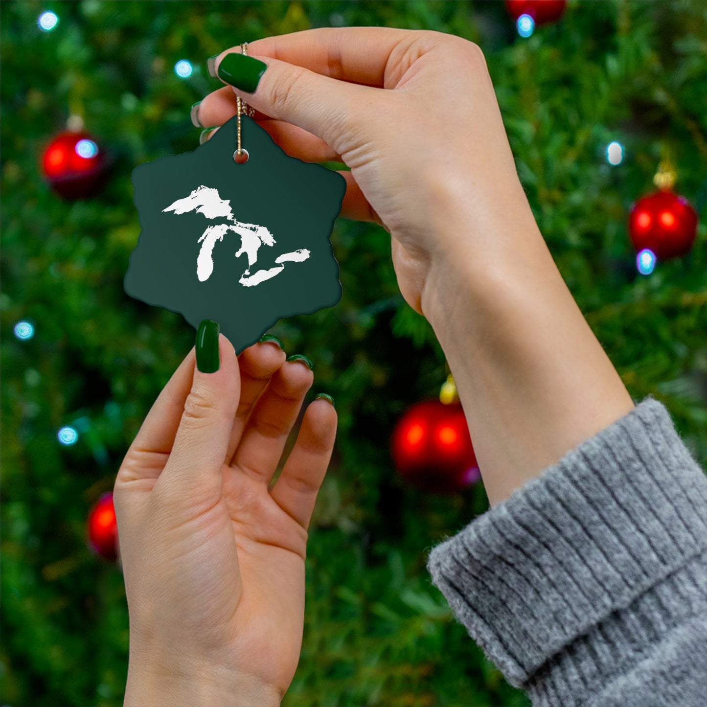 Great Lakes Christmas Ornament (Laconic Green) | Ceramic - 4 Shapes